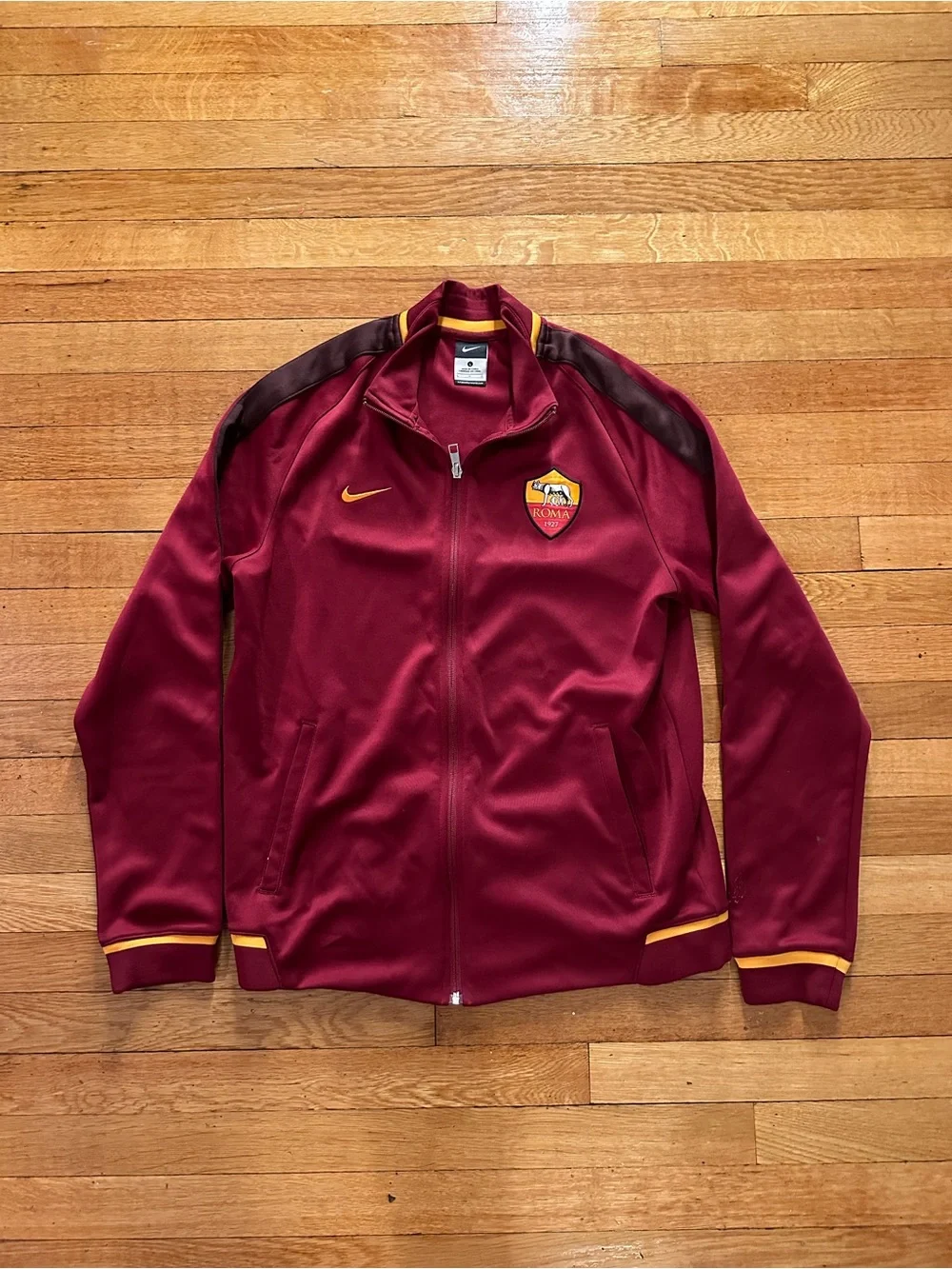 AS Roma Training Jacket With Zipped Red Nike Polyester Mens Size Large Italy